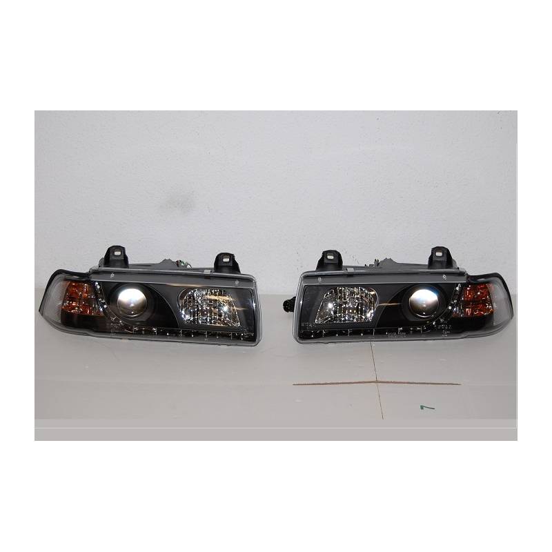 Jeu de Phare Avant Lumière De Jour BMW E36 '92 4P. Noir - MS accessoires Auto