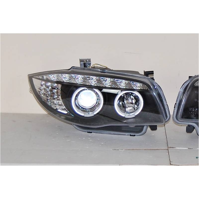 Jeu de Phare Avant Lumière De Jour BMW E87 2009Noir Led Intermittent - MS accessoires Auto