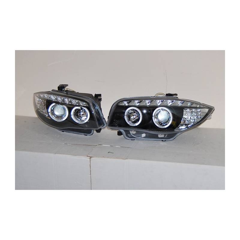 Jeu de Phare Avant Lumière De Jour BMW E87 2009Noir Led Intermittent - MS accessoires Auto