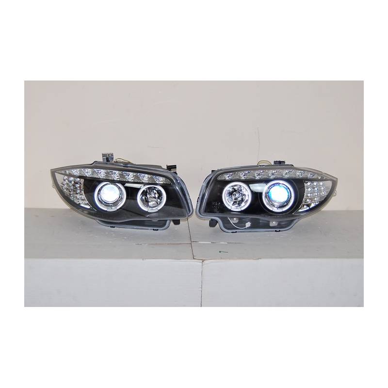Jeu de Phare Avant Lumière De Jour BMW E87 2009Noir Led Intermittent - MS accessoires Auto