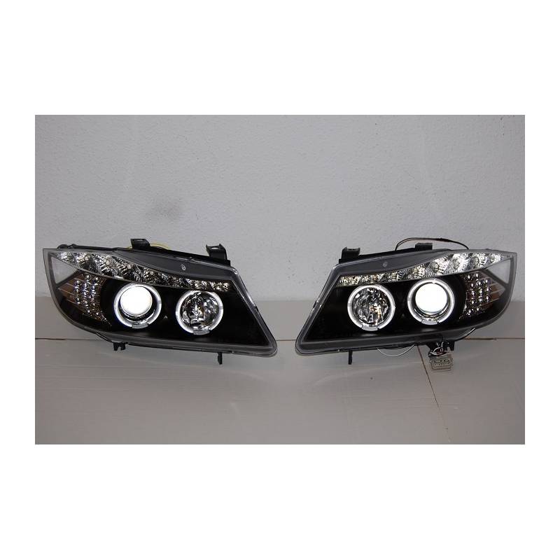 Jeu de Phare Avant Lumière De Jour BMW E90 05-08 Noir Led Intermittent - MS accessoires Auto