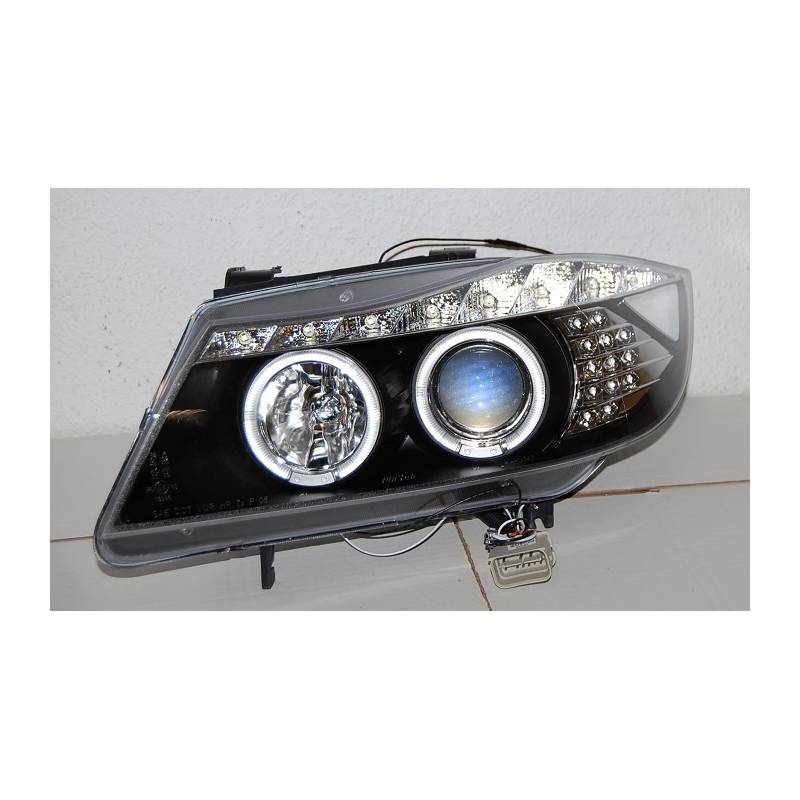 Jeu de Phare Avant Lumière De Jour BMW E90 05-08 Noir Led Intermittent - MS accessoires Auto