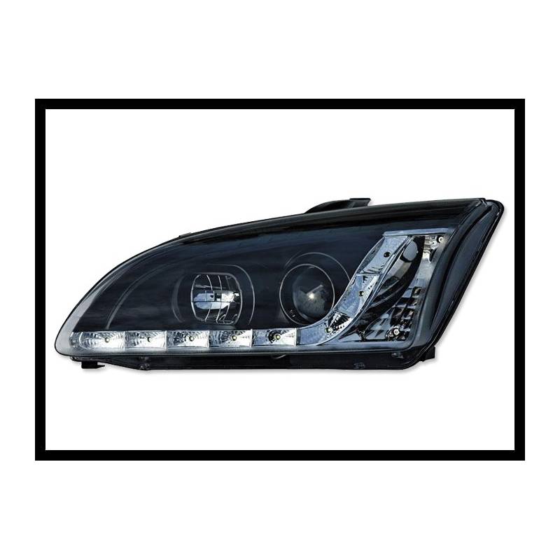Jeu de Phare Avant Lumière De Jour Ford Focus 2005-2007 Noir - MS accessoires Auto