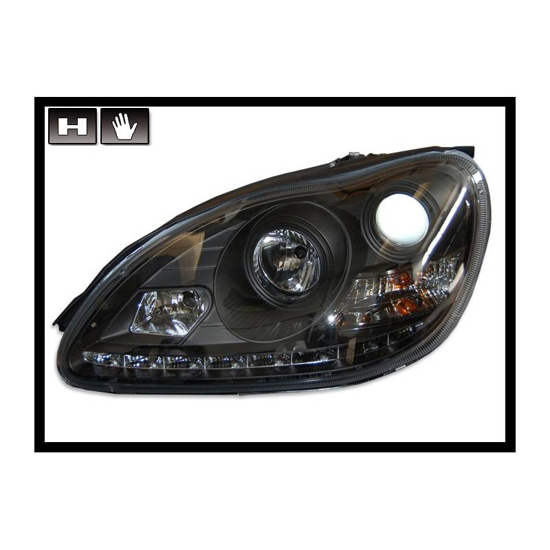 Jeu de Phare Avant Lumière De Jour Mercedes W220 '98'05, Noir - MS accessoires Auto