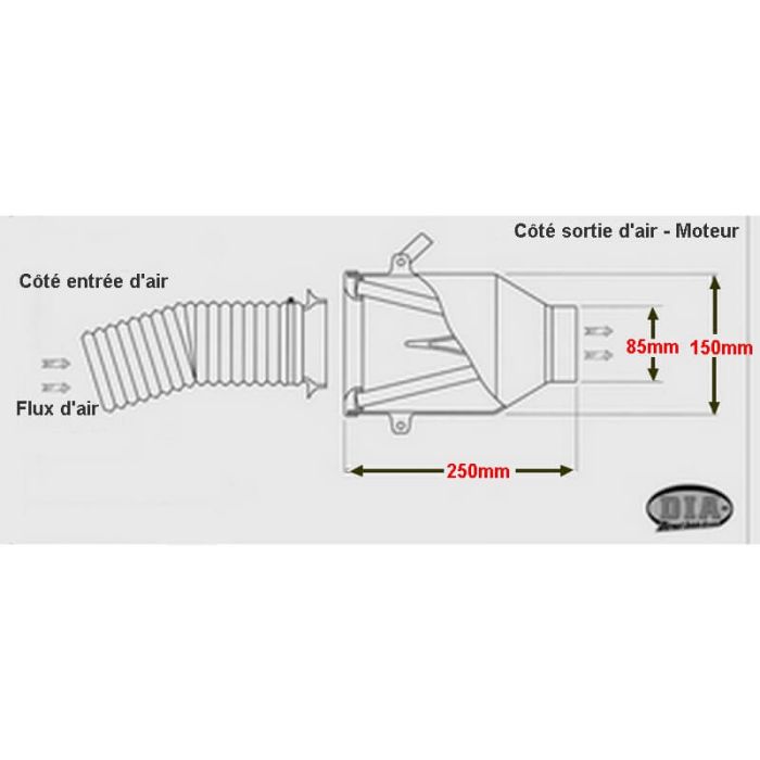 Kit admission DIA BMC universel - 85mm de diamètre - pour moteur Supérieur à 1600cc - MS accessoires Auto