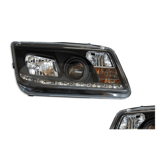 2 Phare Avant avec feux De Jour pour Volkswagen Bora / Jetta 4 '99 fond Noir - MS accessoires Auto